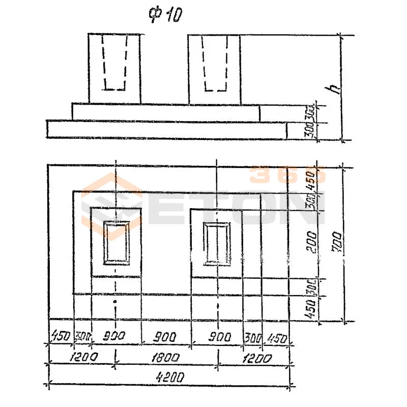 Фундаменты под железобетонные колонны Серия 3.015.1-17.94 Ф 10-30