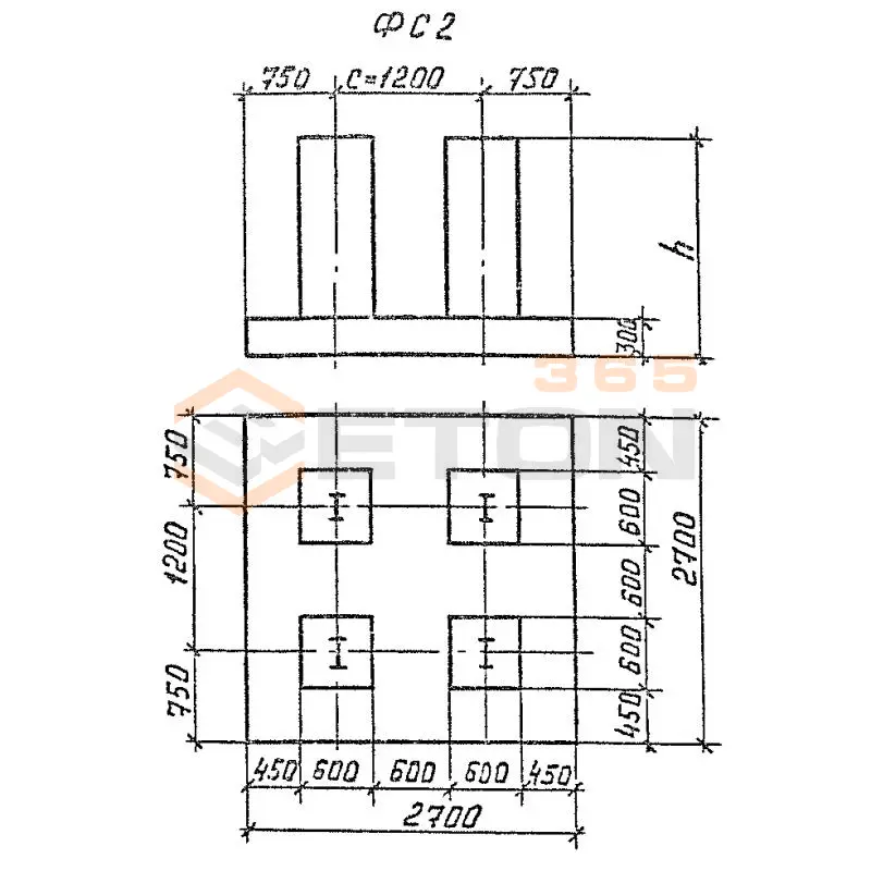 Фундаменты под стальные опоры Серия 3.015.1-17.94 ФС 2-30