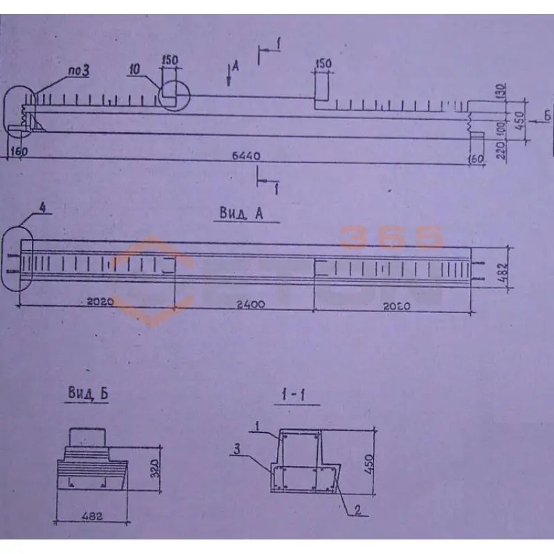 Ригели для опирания многопустотных плит перекрытий Серия 1.020.1-2с/89 1Р 4-65-4 с