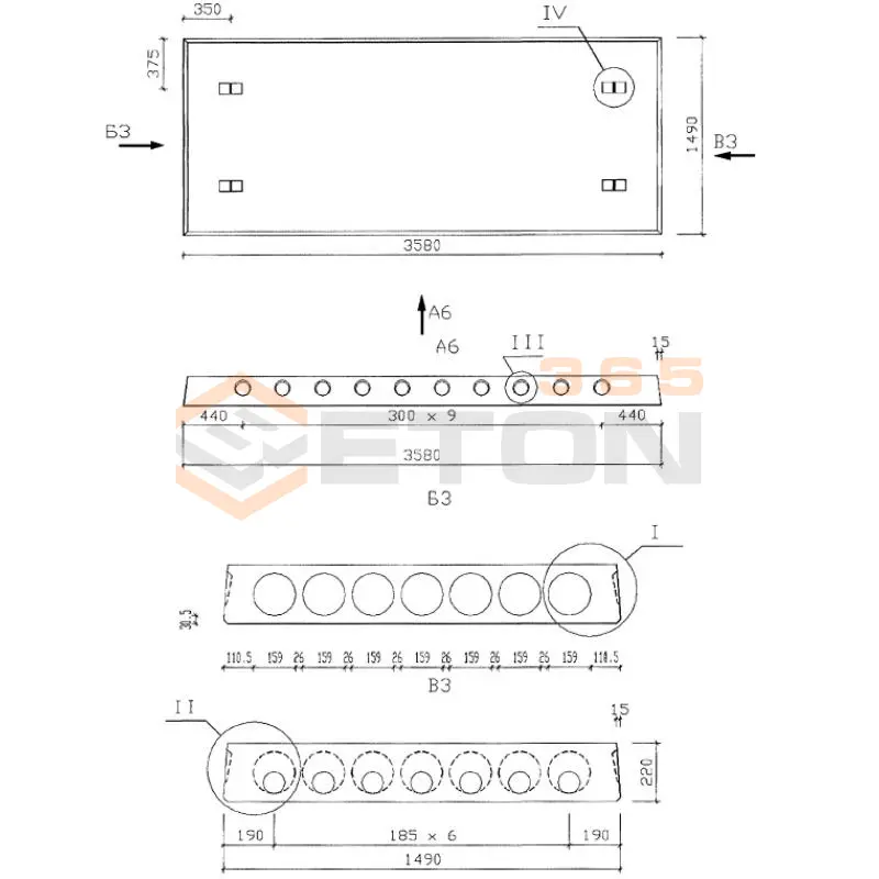 Плиты многопустотные Серия 1.041.1-5 1ПК 36-15-4 Н 0-ВрI