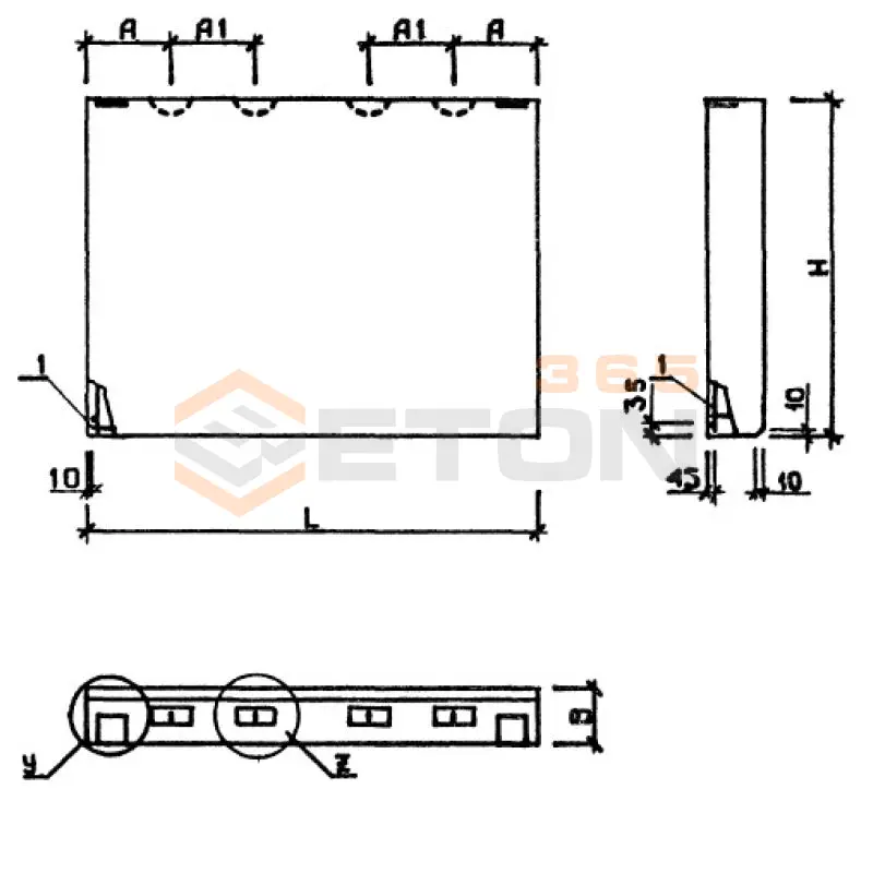 Панели наружных стен нулевого цикла Серия 1.020-1 ПСЦ 45-33-3,5 п (1.020-1)