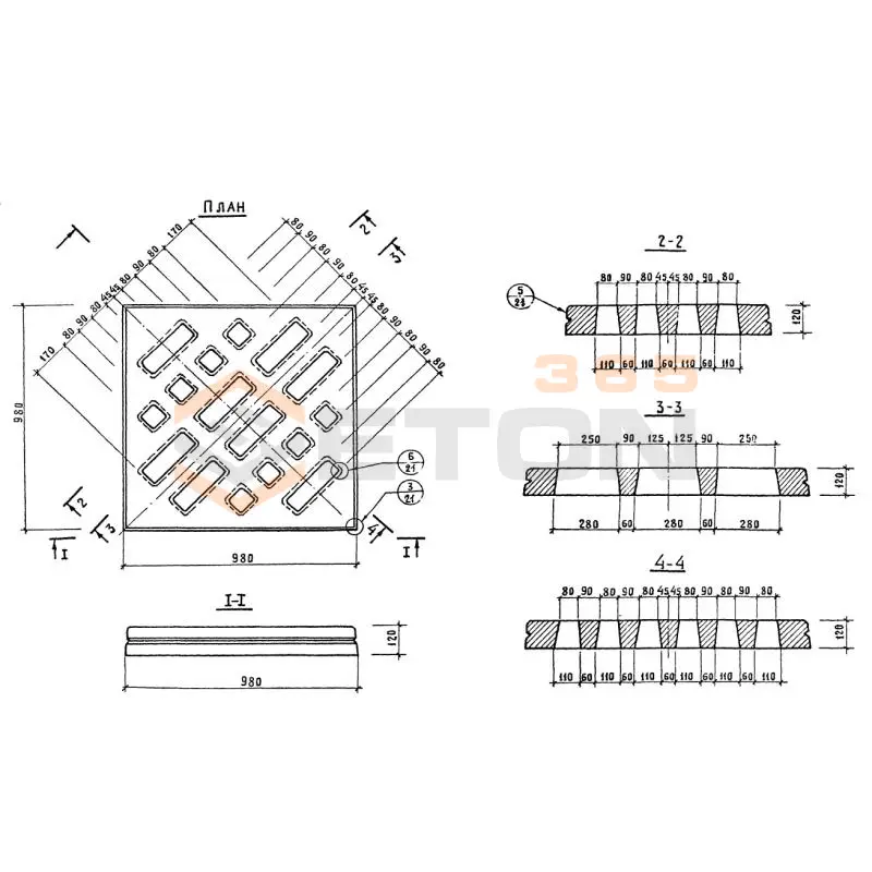 Плиты дорожно-тротуарные ТП 320-55 ДТр 1 (ТП 320-55)