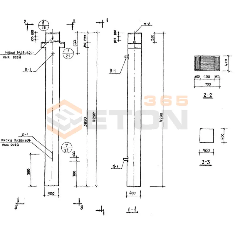 Колонны сечением 400х400 Серия ИИ 04-2 КР 436-24