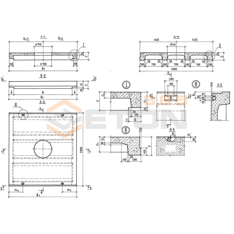 Плиты перекрытия тоннелей с отверстиями Серия 3.006.1-3/83 ПТО 30-5