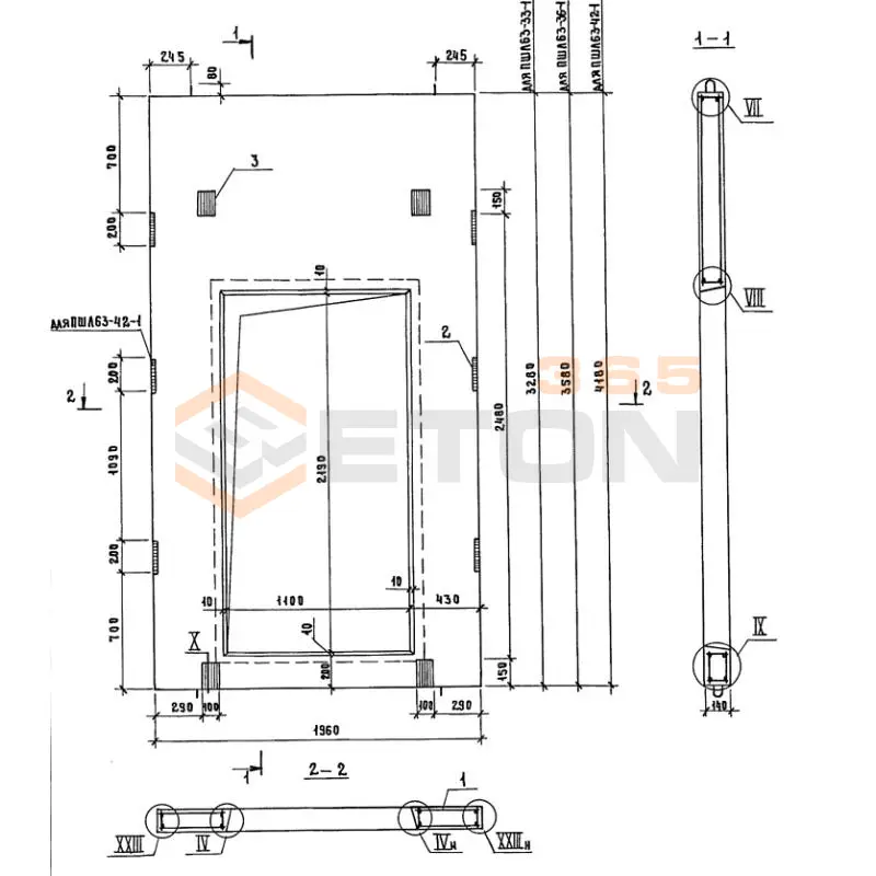 Панели шахт лифтов Серия 1.289.1-2 ПШЛ 63-36-1
