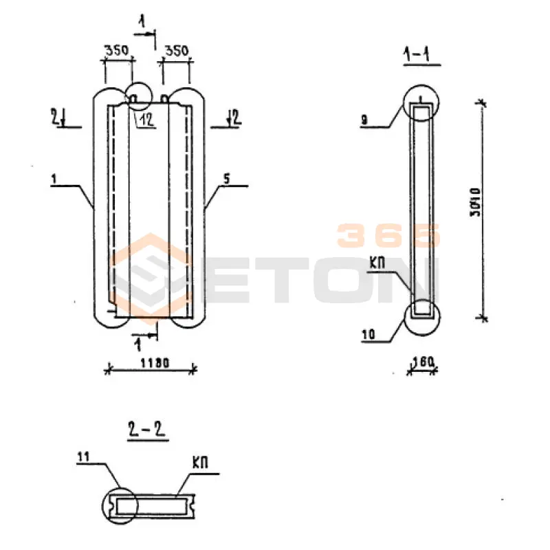 Панели внутренних стен Серия 1.090.1-1/88 ПВ 12-30