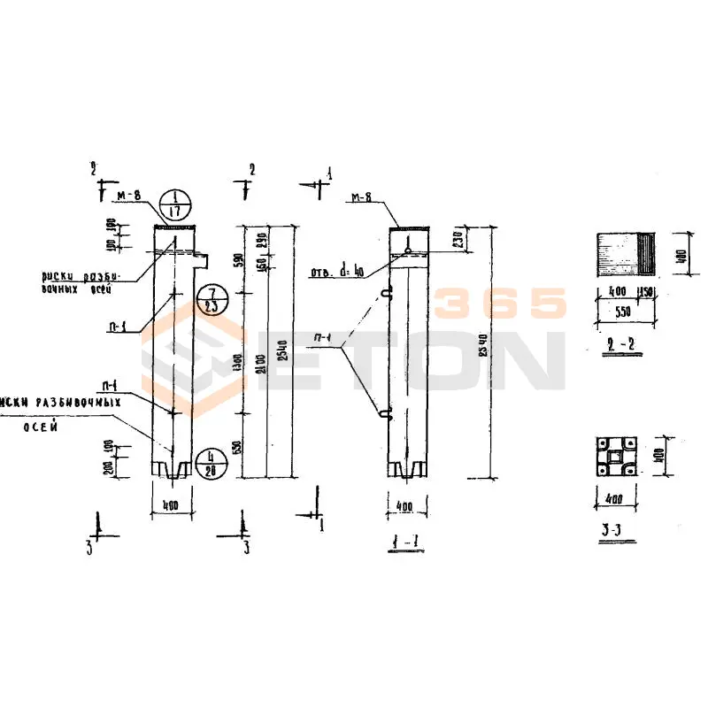 Колонны сечением 400х400 Серия ИИ 04-2 КВК 433-24-1
