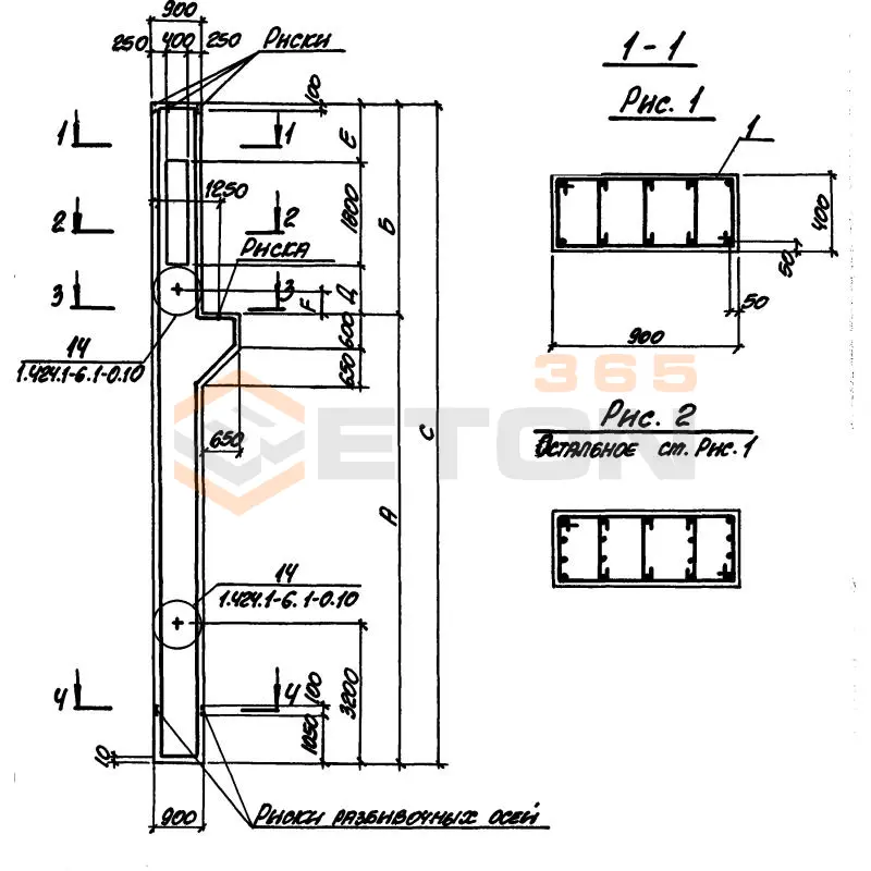 Колонны крановые с проходами Серия 1.424.1-6 6К 132-5