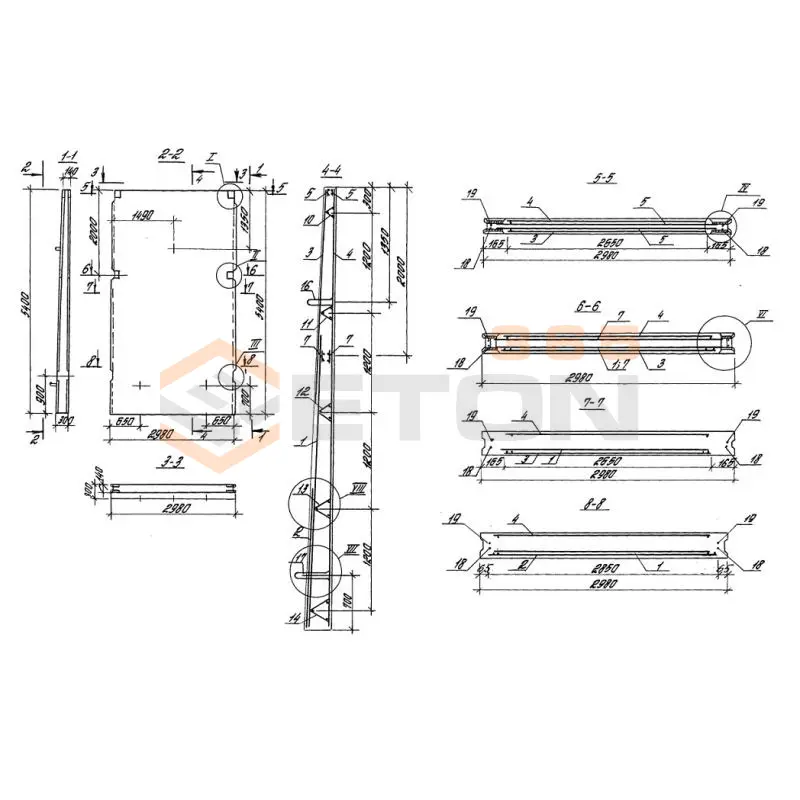 Панели стеновые балочные для прямоугольных сооружений Серия 3.900.1-10 ПС 2-54 кн2