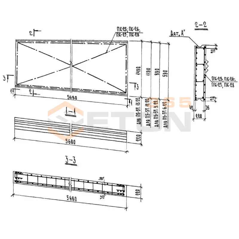 Панели перекрытий сплошные Серия 1.143-4 П 5-57-15-22