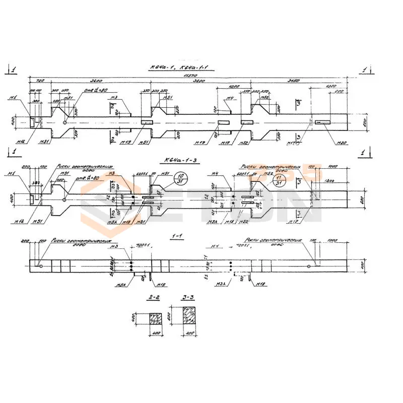 Колонны железобетонные для многоэтажных производственных зданий на высоту этажа 3,6 м Серия 1.420-12 вып. 1 К 64а-1-5
