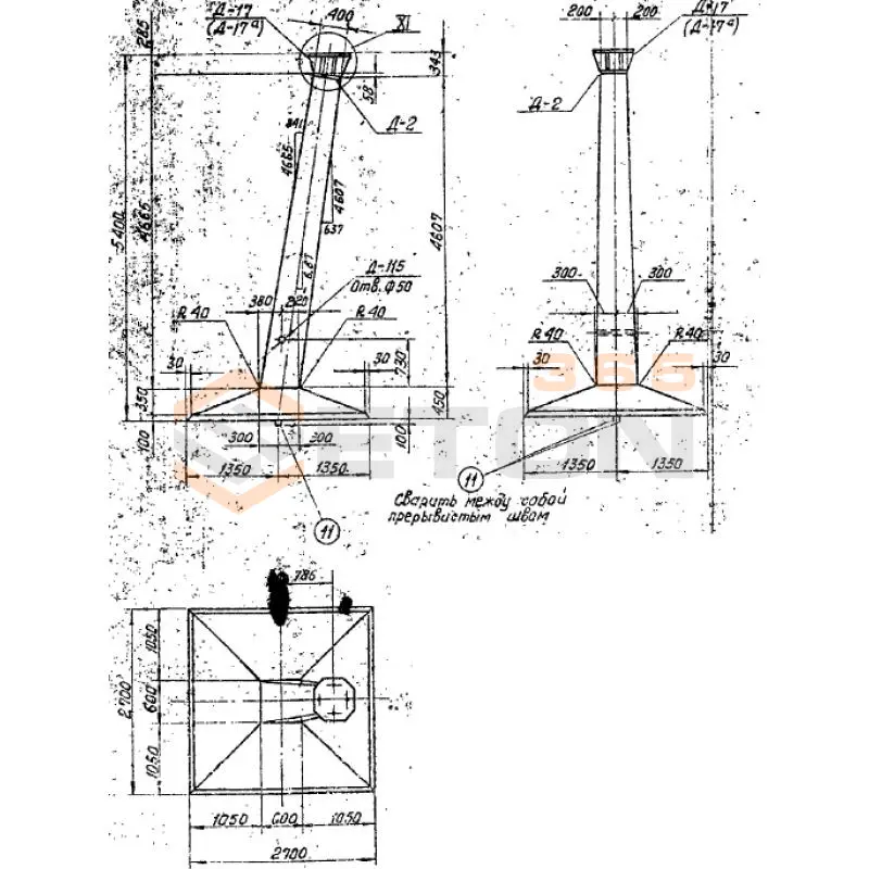 Подножники под анкерно-угловые опоры с моденизированным оголовником Серия 3.407.1-115 Ф 6 А5