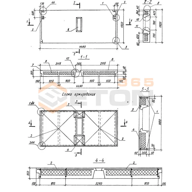 Панели опорные Серия 1.100.1-7 3НЧ 45-19-35-150 л