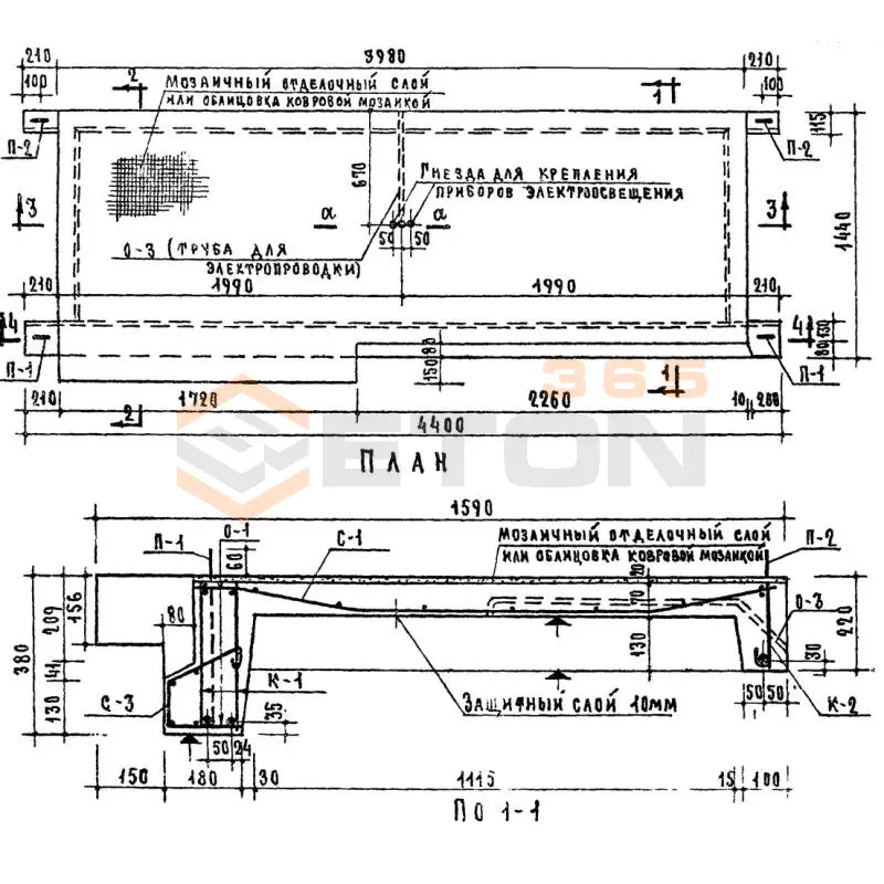 Лестничные площадки Серия ИИ 03-02 Альбом 30-64, Альбом 30А, Альбом 65 ЛП 40-16-1
