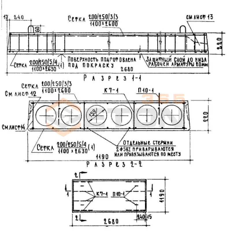 Панели многопустотные Серия 1.141-1 П 27-12 ВI