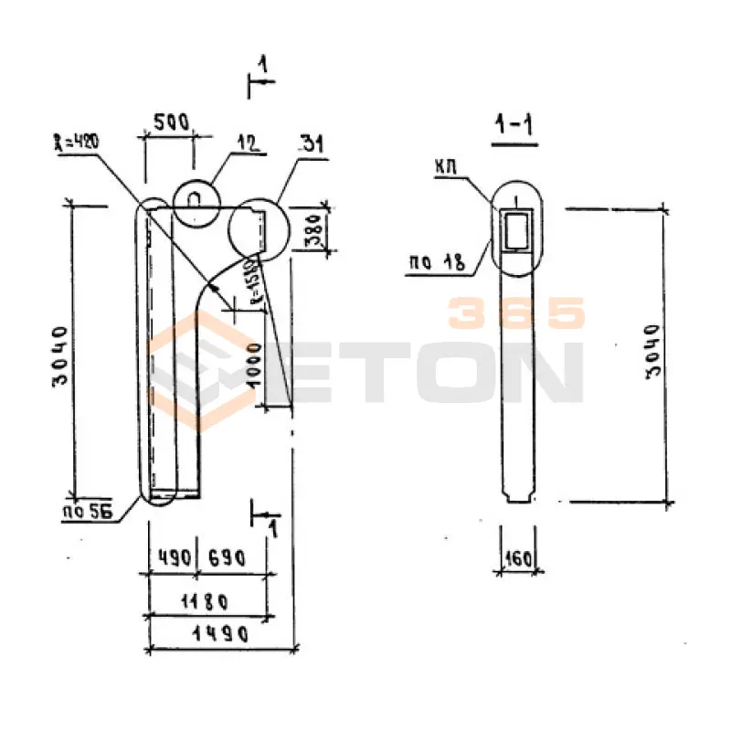 Панели внутренних стен Серия 1.090.1-1/88 ПВГ 30-12