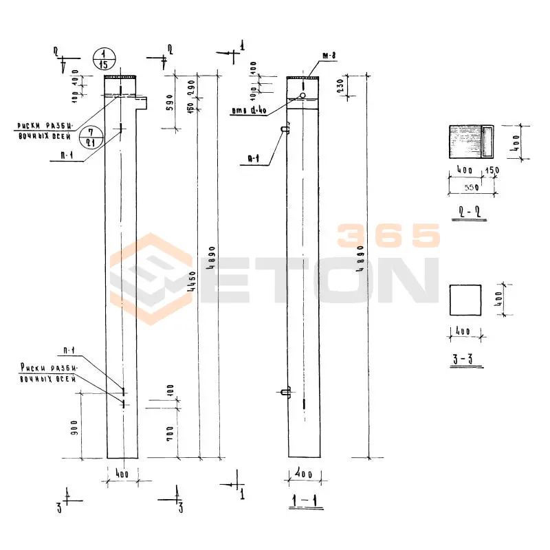 Колонны сечением 400х400 Серия ИИ 04-2 КК 442-24-7