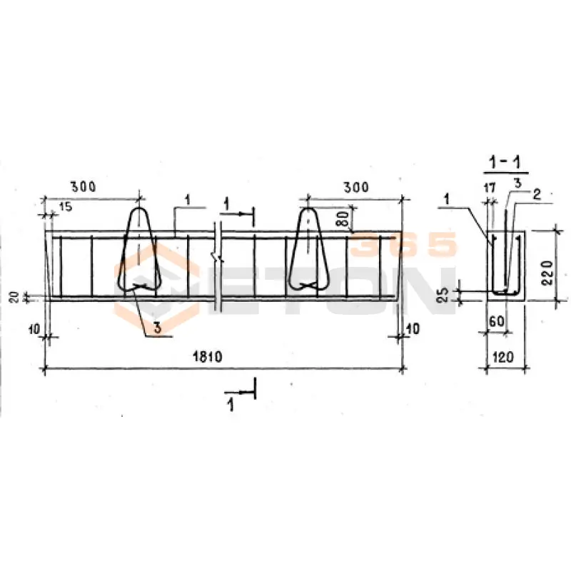 Перемычки брусковые ПБ серия 1.038.1-1 ( 1.138-10, ИИ 03-02, ГОСТ 948-84, 1.139-1 ) 1ПР 18-12-22-38 АIVт