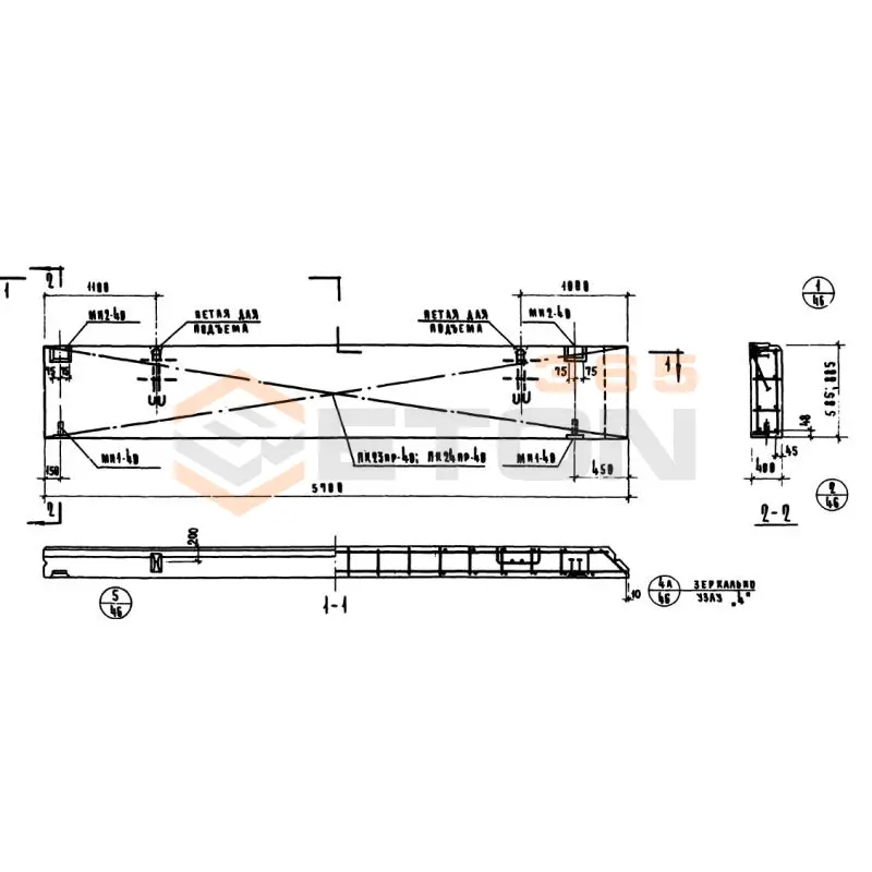 Панели стеновые керамзитобетонные толщиной 40 см Серия ИИ 04-5 Н 57-6 пр