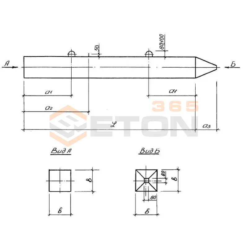 Сваи сечением 300х300 ГОСТ 19804-91 С 40-30-3
