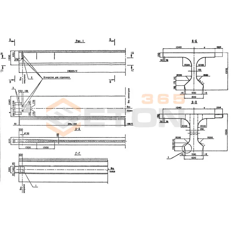 Балки пролетного строения Серия 3.503.1-81 длина 18000 мм Б 1800-194-120 ТвАIII-1 к