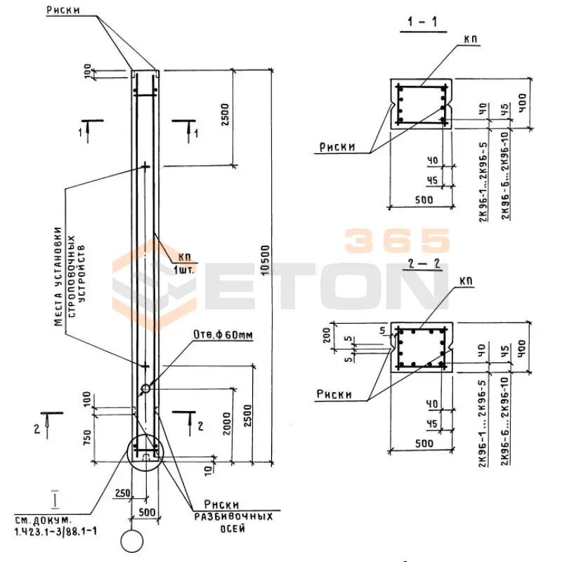 Колонны железобетонные Серия 1.423.1-3/88 2К 96-9 м3