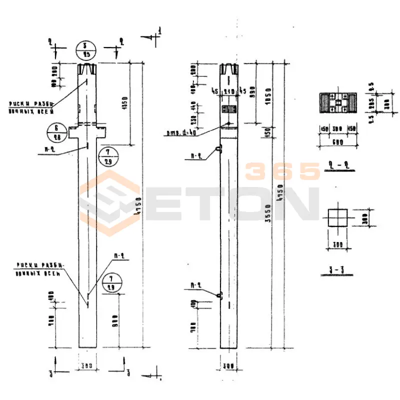 Колонны сечением 300х300 Серия ИИ 04-2 КНР 333-14