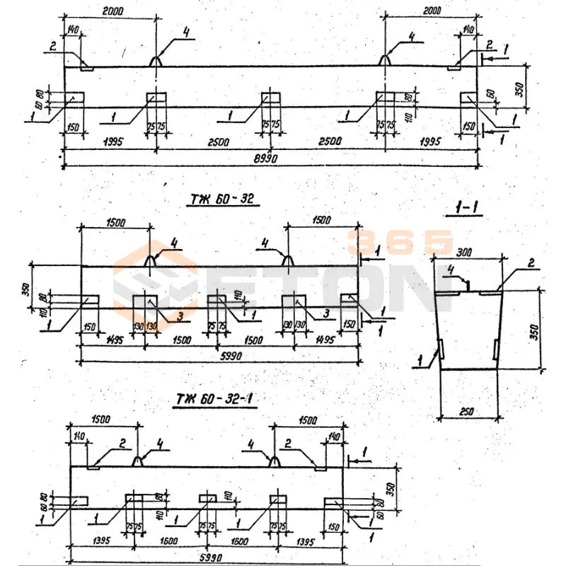 Траверсы ТЖ серия 3.407.1-157 ( серия 3.407-102, 3.407-40/70 ) ТЖ 60-32-1