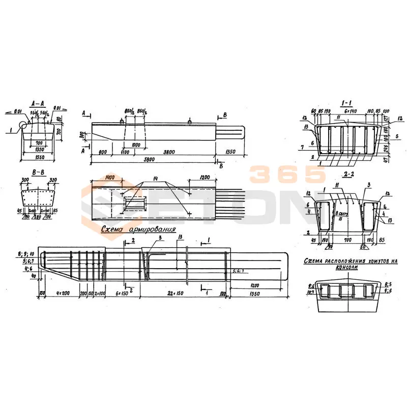 Блоки ригелей Серия 3.503.1-100 3РП 58-1 тАIII