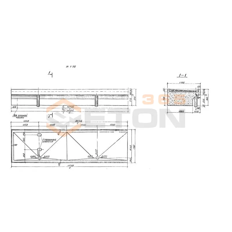Балки плитные пролетного строения Серия 3.501-108 Б 11,5