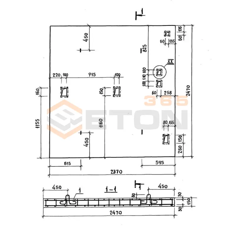 Плиты перекрытия шахт Серия 1.089.1-2 ПЛ 50ГрБ-24-25-2 (1.089.1-2)