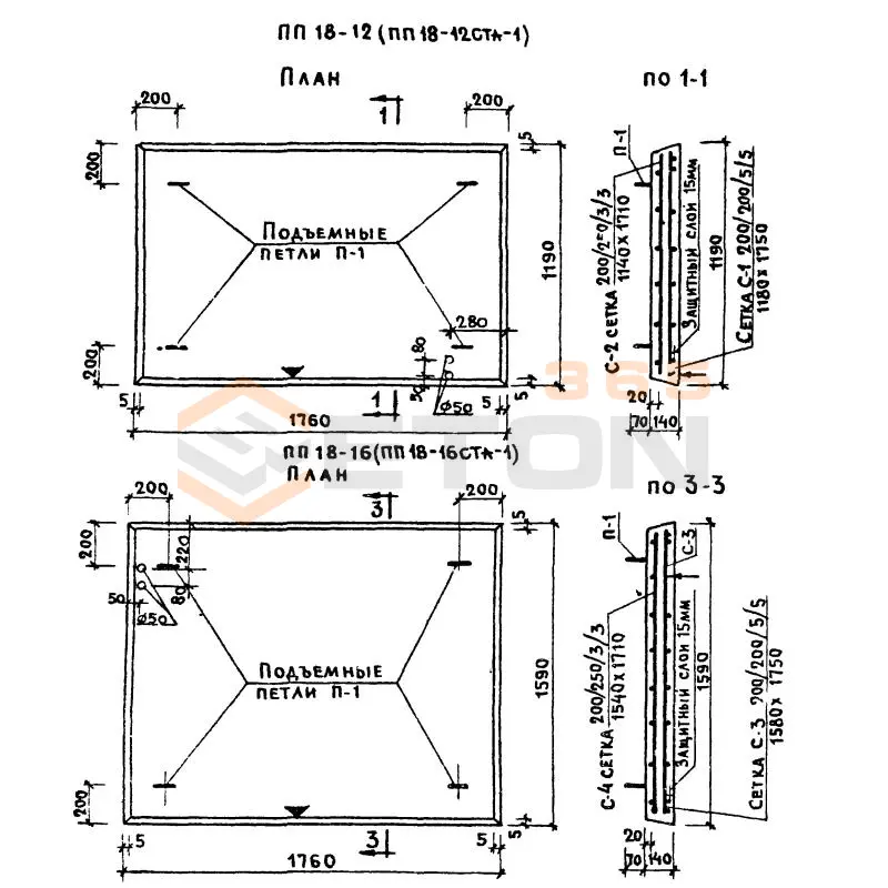 Плиты плоские Серия 86 и 85 ПП 18-16