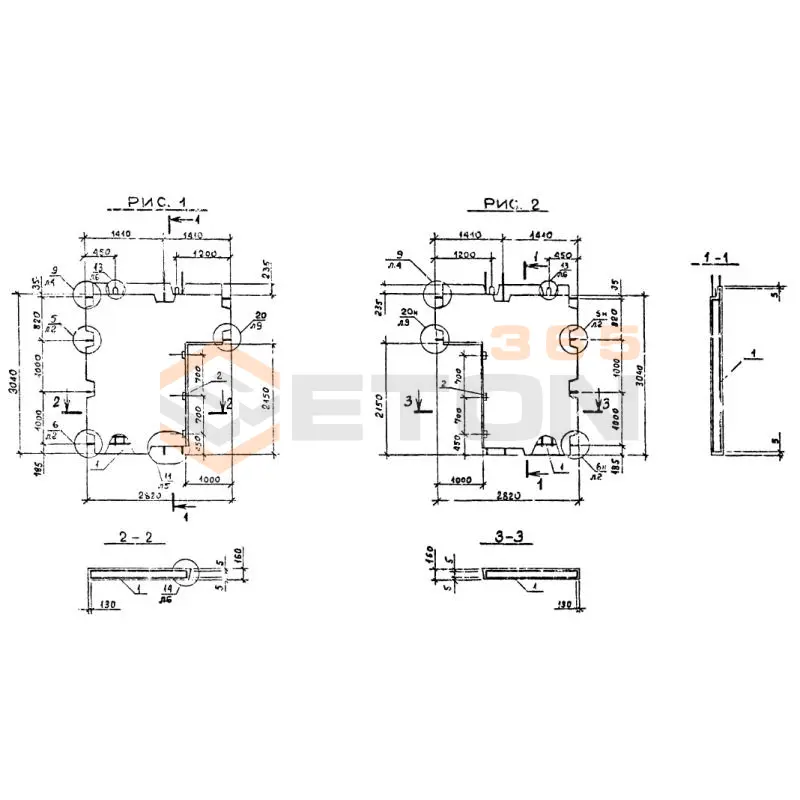 Панели внутренних стен Серия 1.090.1-2с 1ПВГ 28-33-10-1 тс (1.090.1-2с)