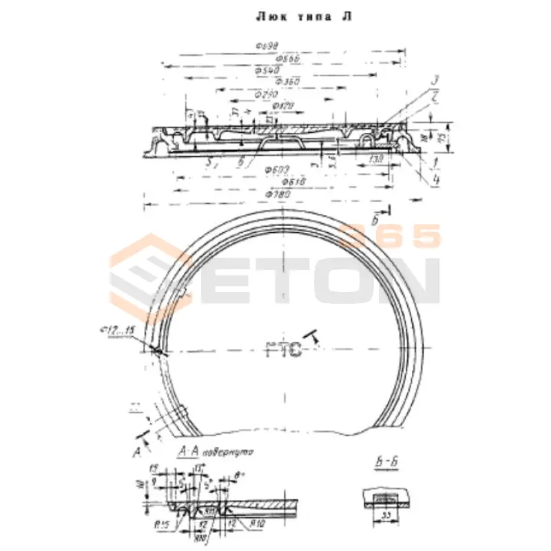 Люки для кабельных колодцев телефонной канализации ГОСТ 8591-76 Люк тип Л (А15) ГТС с шарниром