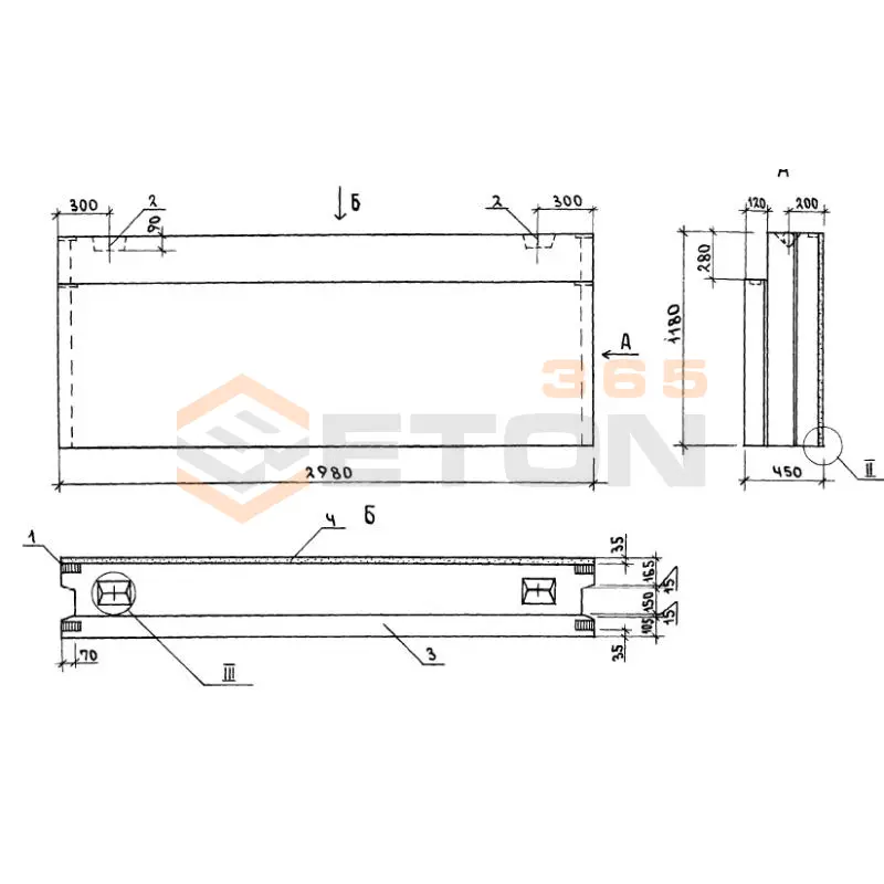 Блоки наружных стен Серия 1.133.1-7 7БН 30-12-45-7,5 п