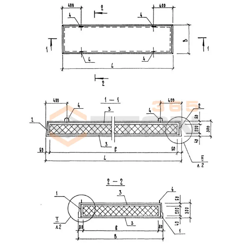 Плиты Серия 1.220.1-3м П 48-12-7 п (1.220.1-3м)