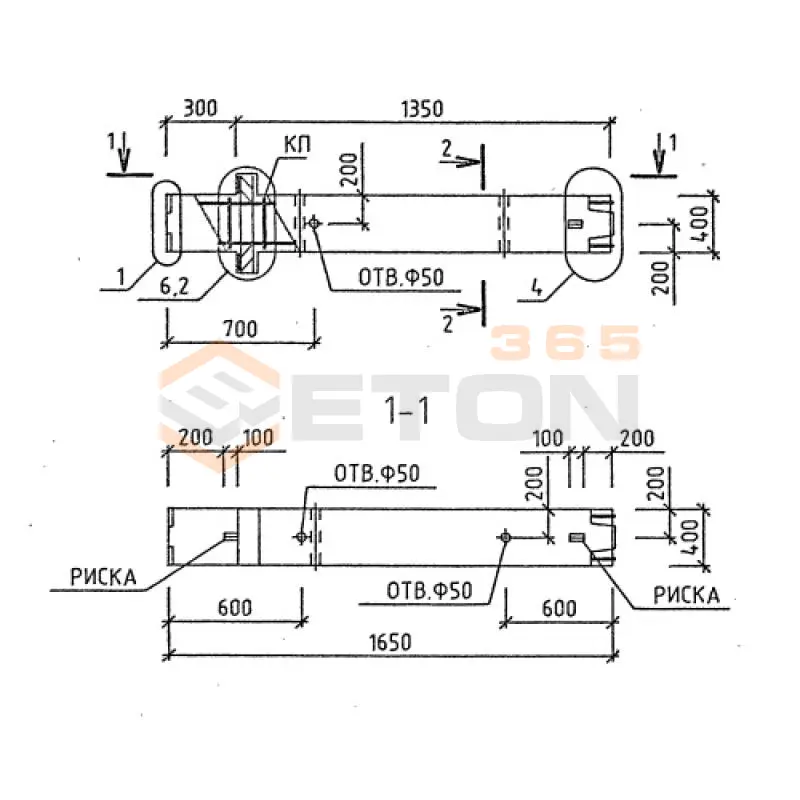 Колонны для зданий с высотой этажа 2,8 и 3,3 м серия 1.020-1/87 ( 1.020.1-7, 1.020-1/83, ИИ 04-1, 1.020.1-3пв ) 1КВД 24-1-23