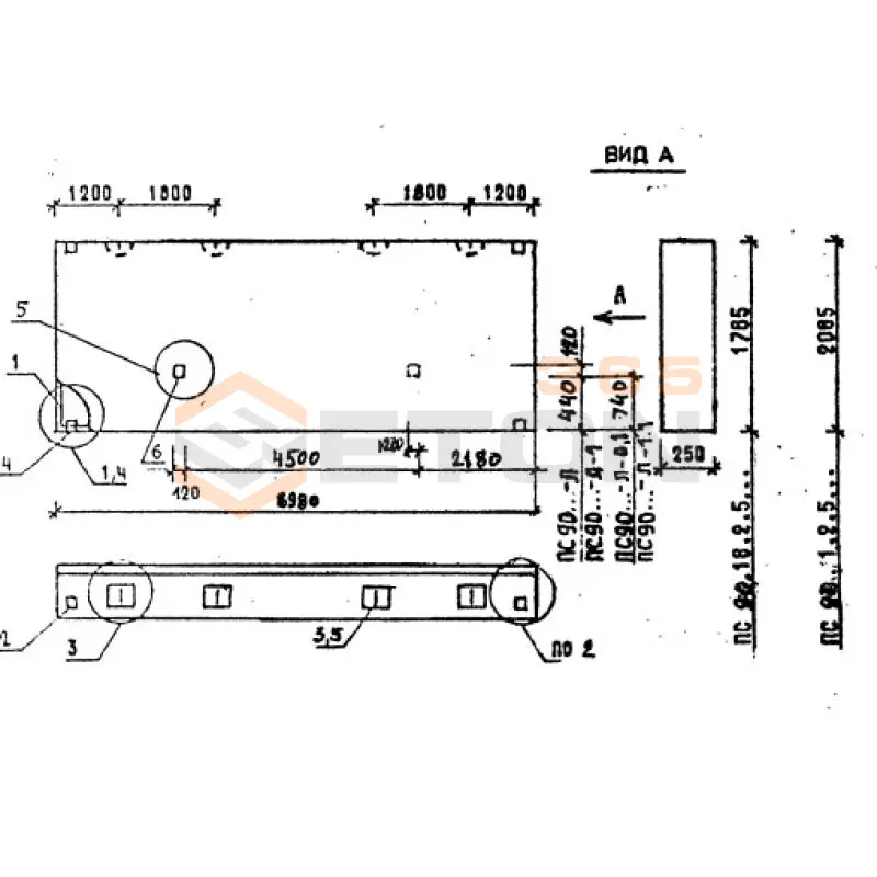 Панели стеновые толщиной 250 мм Серия 1.030.1-1/88 ПС 90-18-2,5 л