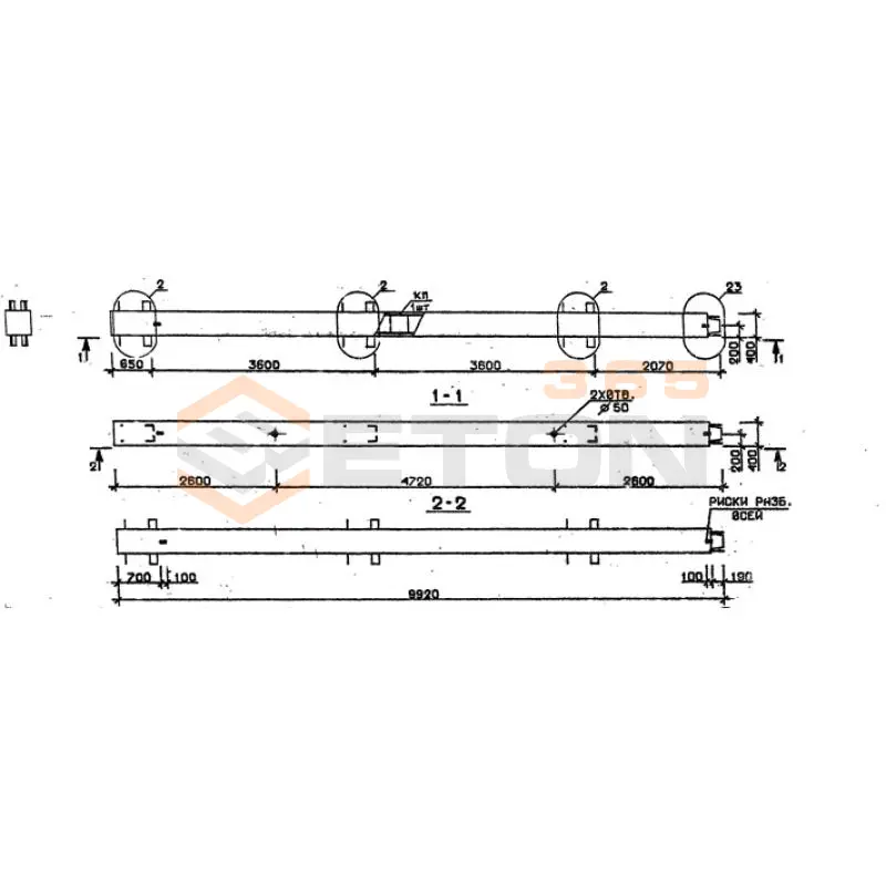 Колонны сечением 400х400 мм для зданий с высотами этажей 3,6 м Серия 1.020.1-2с/89 1КВ 36-99-5 с