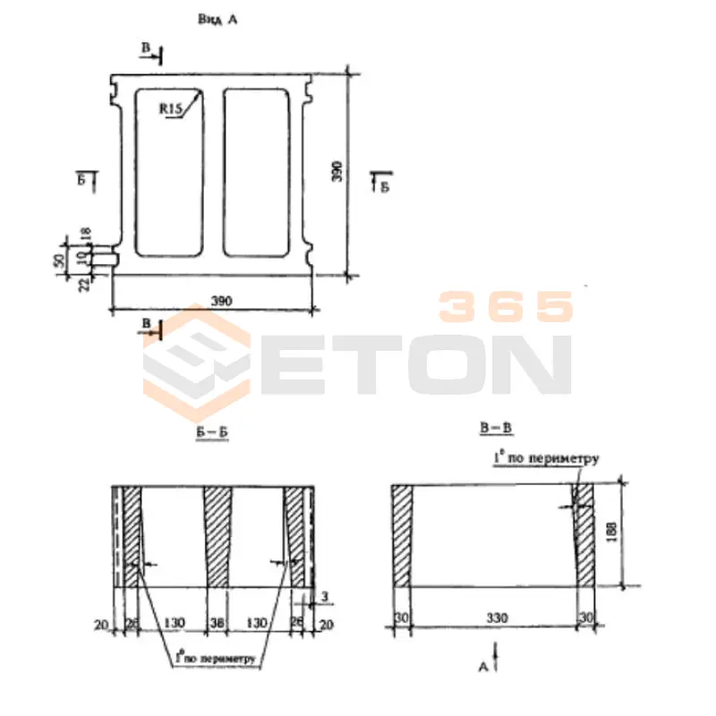 Камни для дымовых труб и вентиляционных каналов ГОСТ 6133-99 КВ 39