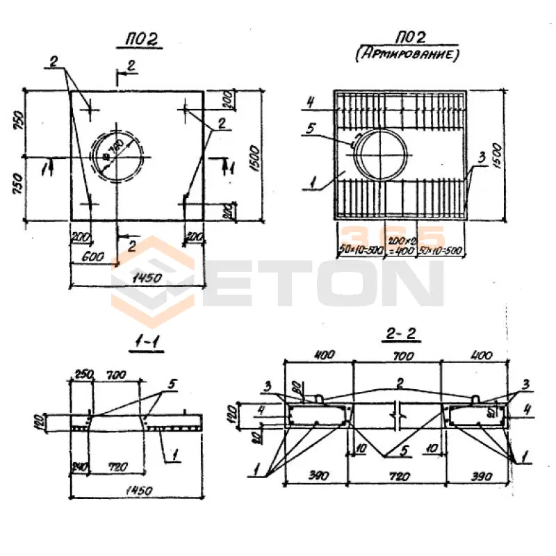 Плиты перекрытия лотков ПО серия 3.006.1-2/87 ПО 2