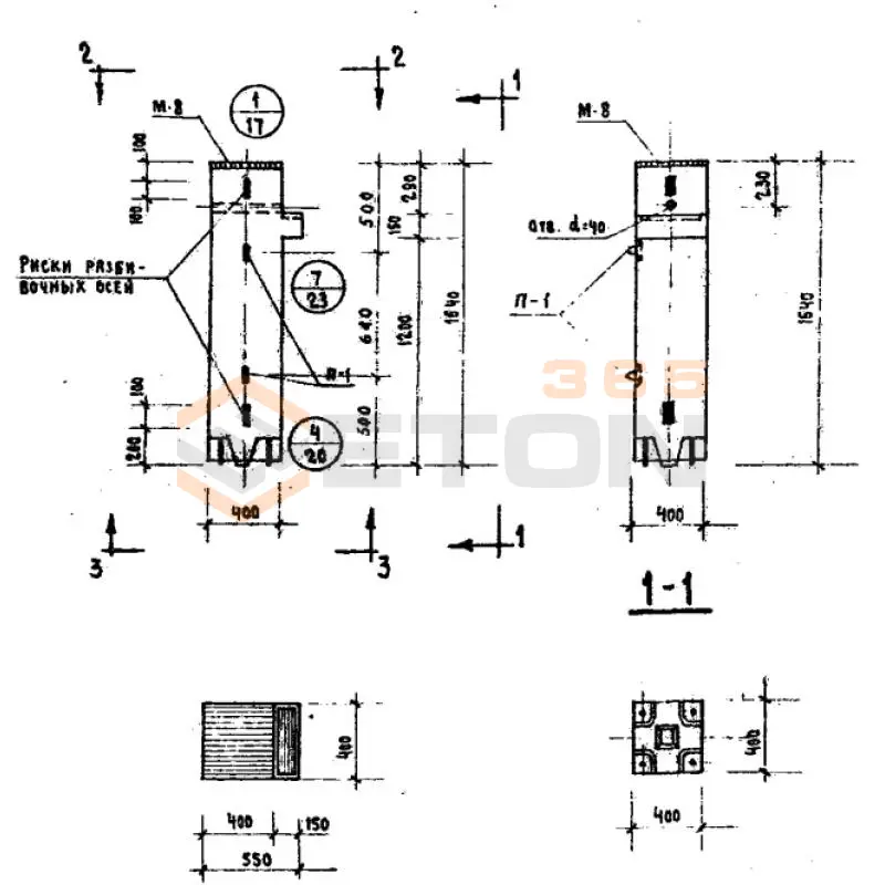 Колонны сечением 400х400 Серия ИИ 04-2 КВК 424-24