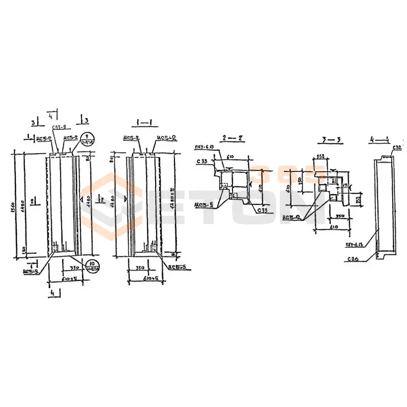Панели наружных стен Серия 1.232 КЛ-2 НРУ 6-15-35 (1.232 КЛ-2)