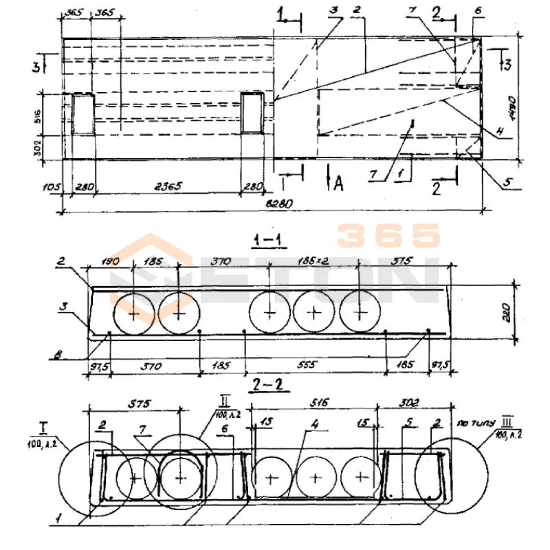 Плиты перекрытия многопустотные Серия 1.141.1-30 ПК 63-15-8 АIVт ста-3