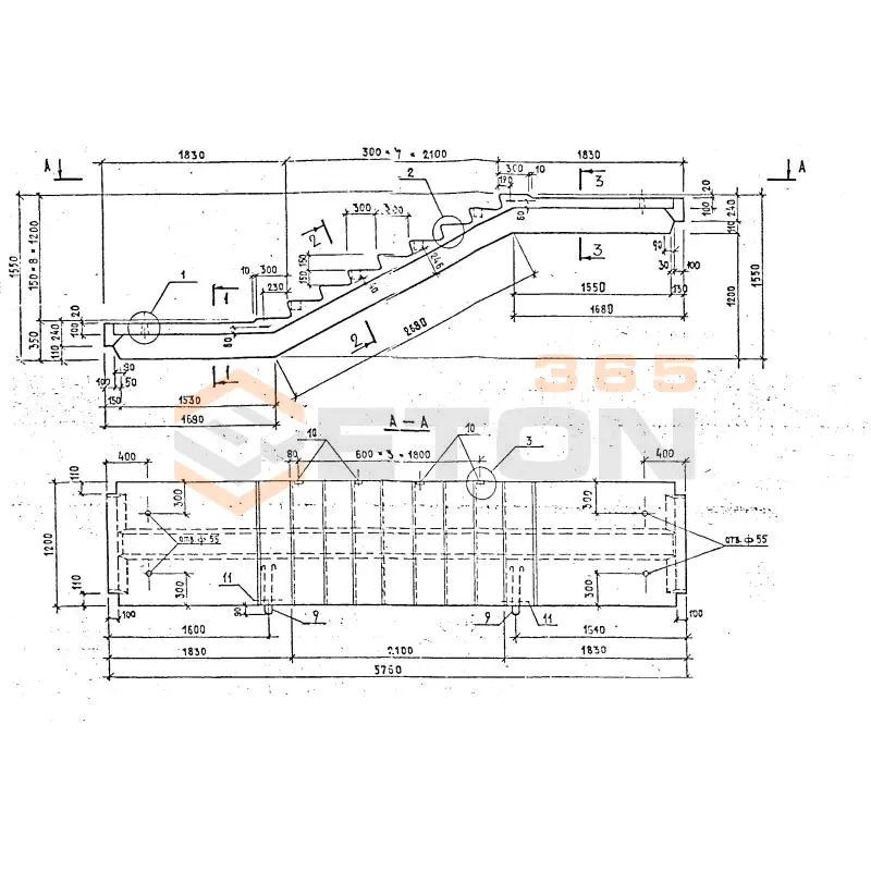 Лестничные марш-площадки Серия 1.258 КЛ-2 ЛМР 58-12-12-5 т