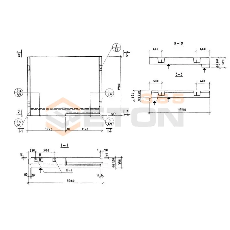 Лестничные площадки ребристые Серия 1.152-7 ЛП 24-18 в (1.152-7)