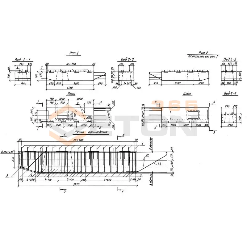Блоки ригелей Серия 3.503.1-105 3БР 38-3-12