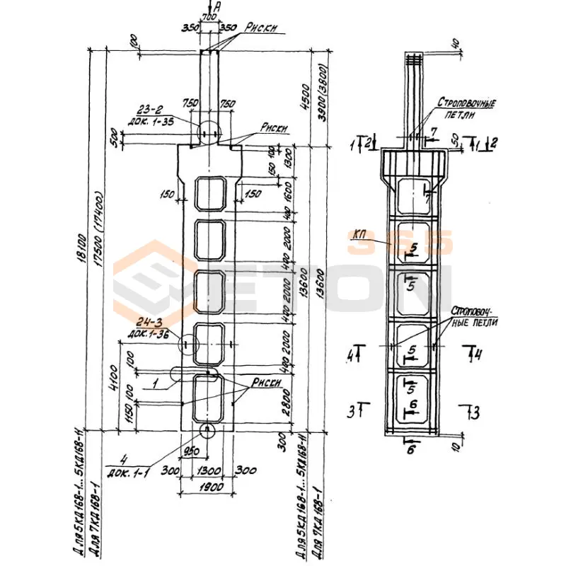 Колонны двухветвевые Серия 1.424.1-9 5КД 168-10,3