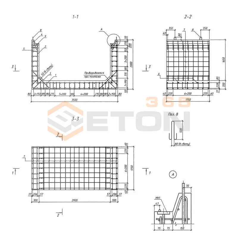 Блоки лотков Серия 3.501.9-181.95 м Л 5-175