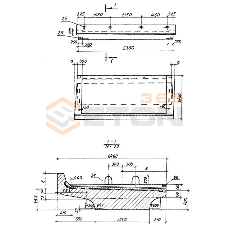 Балки с пониженной строительной высотой Серия 3.501.1-146 БП 53 к1 м
